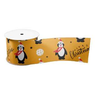Ruban En Satin 🐧 Pickleball Joyeux Noël 🎁 ruban satiné