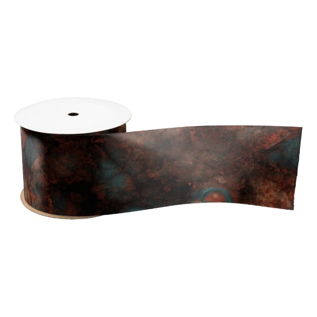 Ruban En Satin Pierre de rouille et de turquoise  (Bobine)