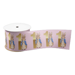 Ruban En Satin Pierre le lapin Gold 1er anniversaire Numéro un