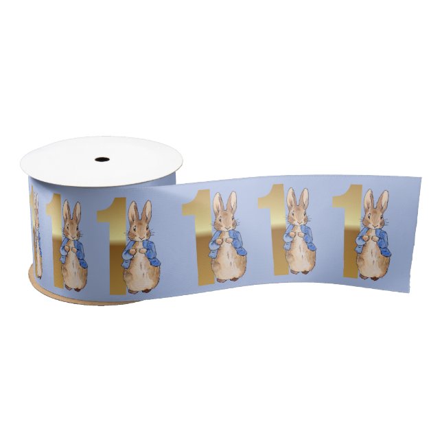 Ruban En Satin Pierre le lapin Gold 1er anniversaire Numéro un (Bobine)