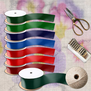 Ruban En Satin Pin vert foncé solide minimaliste