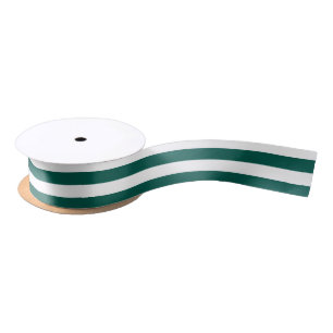 Ruban En Satin Pine Green et White Horizontal Stripes