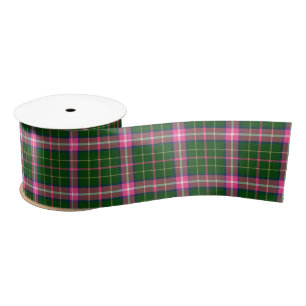 Ruban En Satin Pink and Green Plaid