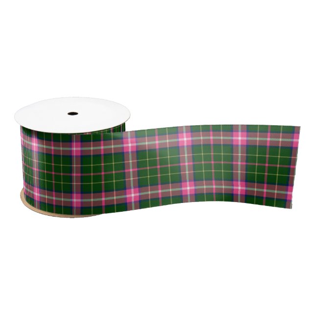 Ruban En Satin Pink and Green Plaid (Bobine)