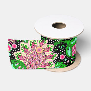 Ruban En Satin Pink Lady Slipper Flower NH Fleur sauvage