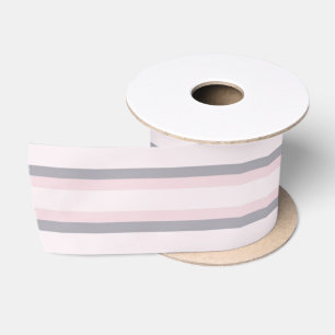RUBAN EN SATIN PINK PASTEL & STRIPES GRIS