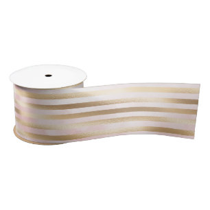 Ruban En Satin Pink Watercolor Gold Glam Stripes