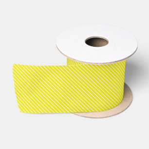 Ruban En Satin Pinstripes diagonales - moutarde jaune et blanc