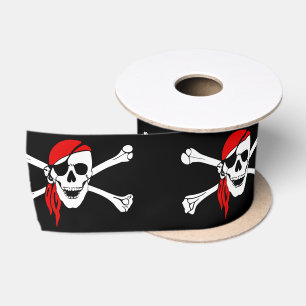 Ruban En Satin Pirate Crâne et os croisés