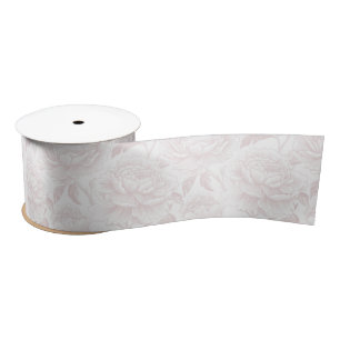 Ruban En Satin Pivoines en chinoiserie rose poudré