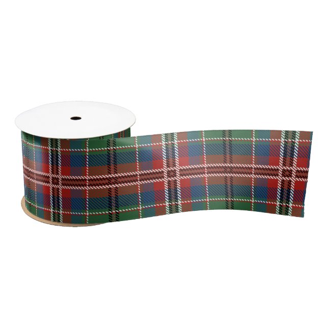 Ruban En Satin Plaid Green et Red Tartan Clan MacCulloch Holiday (Bobine)