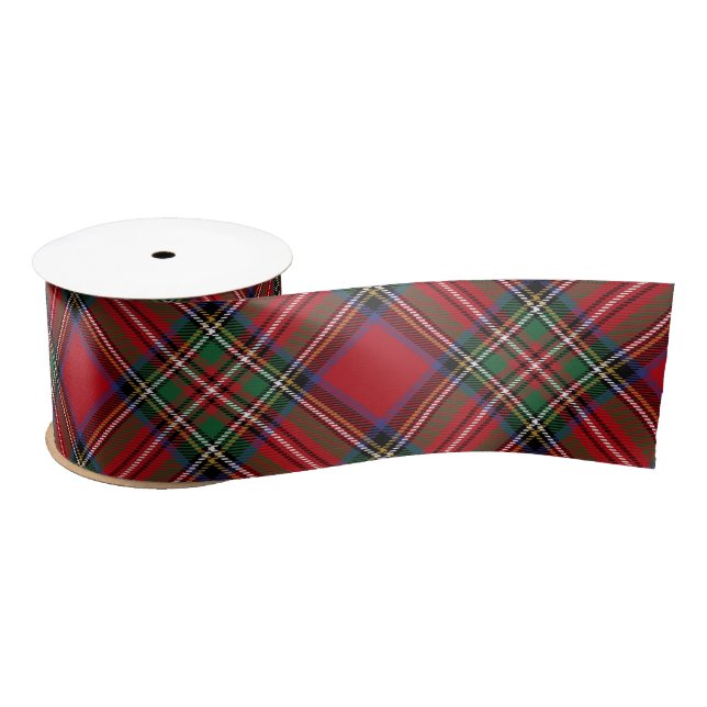 Ruban En Satin Plaid Red Green Classic Rustic Stewart Tartan (Bobine)