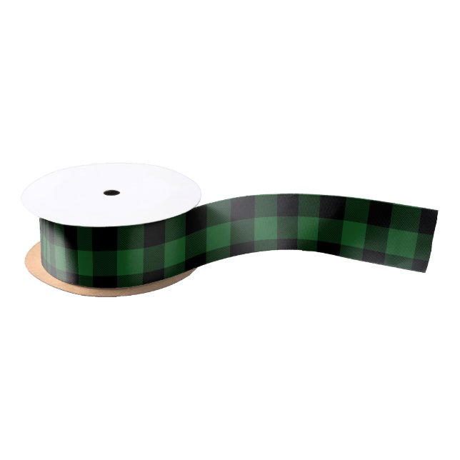 Ruban En Satin Plaid vert de Buffalo (Bobine)