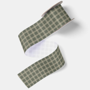 Ruban En Satin Plaid vintage rétro vert neutre à carreaux pour le