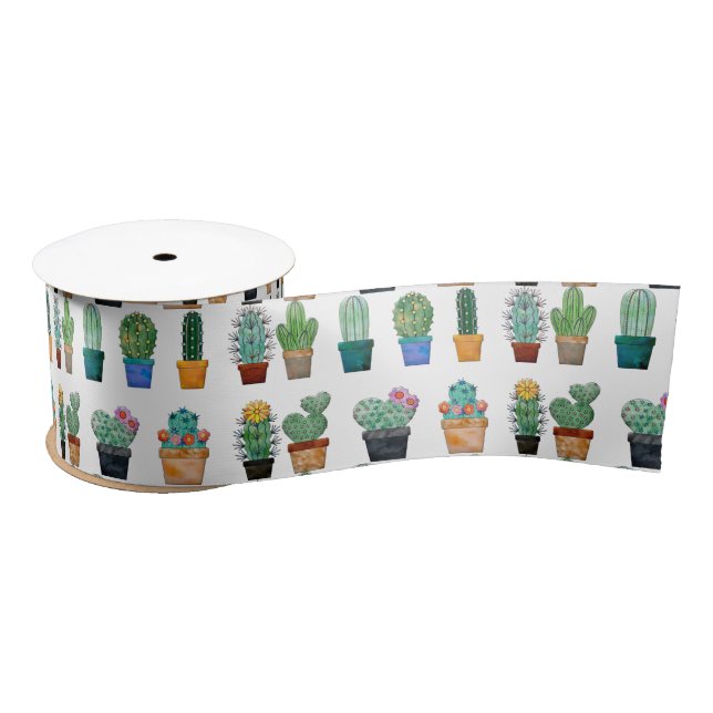 Ruban En Satin Plantes de Cactus assortés Thunder_Cove (Bobine)