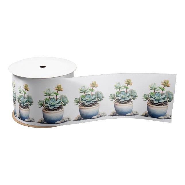 Ruban En Satin Plantes Succulents Pots (Bobine)