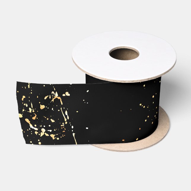 Ruban En Satin Plaque de peinture or sur noir (Bobine)
