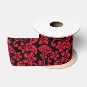 RUBAN EN SATIN PLUMÉRIE DE L'ÎLE (NOIR/ROUGE)