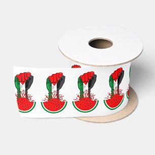 Ruban En Satin Poing de résistance palestinienne sur le symbole d