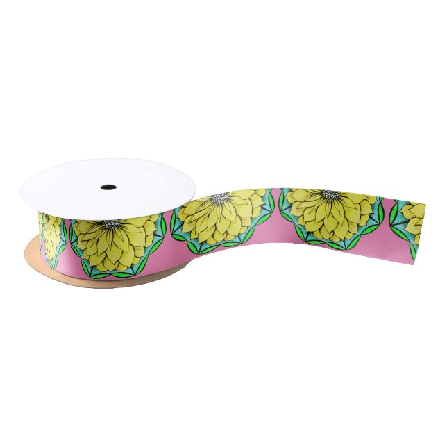 Ruban En Satin POINSETTIA MODERNE en JAUNE (Bobine)