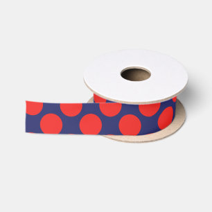 Ruban En Satin Point de polka (bleu marine et rouge)