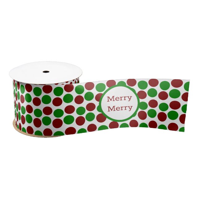 Ruban En Satin Point Polka Gras Rouge et Vert (Bobine)