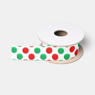 Ruban En Satin Points De Noël Rouge Blanc Et Vert