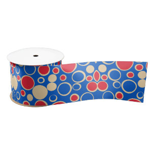 Ruban En Satin Points Rouge Et Bleu Sur Bleu