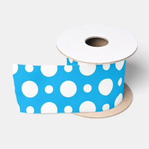 RUBAN EN SATIN POIS BLEUS ET BLANCS