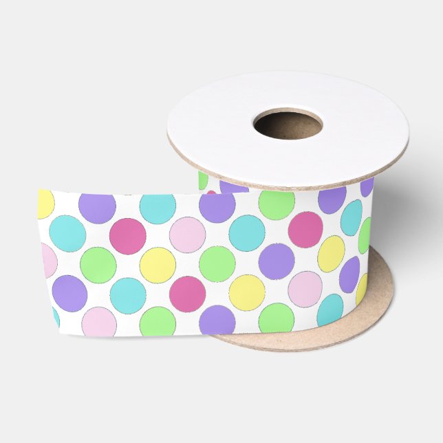 Ruban En Satin Pois colorés amusants (Bobine)