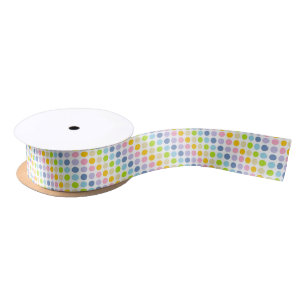 Ruban En Satin Pois en pastel d'arc-en-ciel