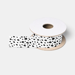 Ruban En Satin Pois peint à la main blanc noir d'aquarelle