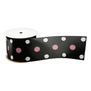 Ruban En Satin Pois rose blanc et noir
