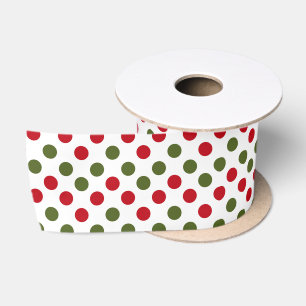 Ruban En Satin Pois rouges et verts de Noël