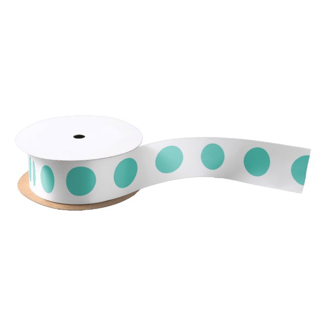Ruban En Satin Pois turquoise (Bobine)