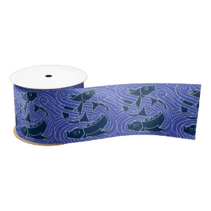 Ruban En Satin Poisson Gras Baignade Océan Bleu Pêche