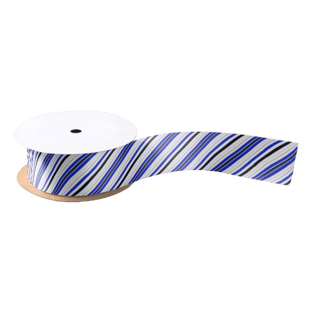 Ruban En Satin Police Police mince Ligne bleue Satin ruban (Bobine)