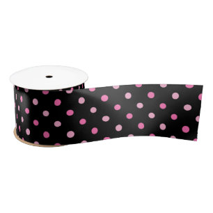 Ruban En Satin Polka noire et rose jour d'anniversaire