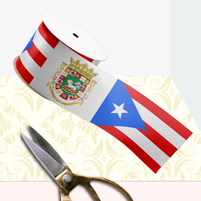 Ruban En Satin Porto Rico Ribbon, Emblem, drapeau portoricain (Créateur téléchargé)