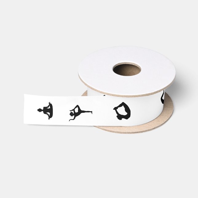 Ruban En Satin Positions de Yoga en silhouette noire Ruban (Bobine)