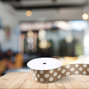 Ruban En Satin Pot Polka beige et latte