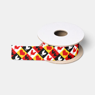 Ruban En Satin Poulets et coeurs Ferme traditionnelle