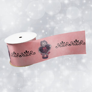 Ruban En Satin Poupée gothique enrubannée coeur noir fantaisie ro