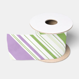 Ruban En Satin Pourpre et vert rayé