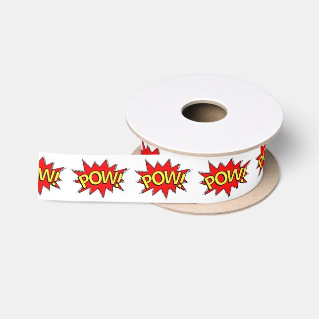 Ruban En Satin  POW ! - Superhero Comics Book Red/Yellow Bubble (Bobine)