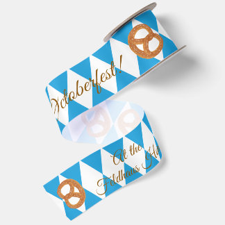 Ruban En Satin Pretzels Bleus de Bavière Oktoberfest NOM