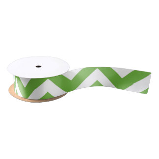 Ruban En Satin Printemps vert et blanc Chevron Mariage Anniversai
