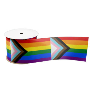 Ruban En Satin Progrès Arc-en-ciel ruban, drapeau LGBTQ & Pride