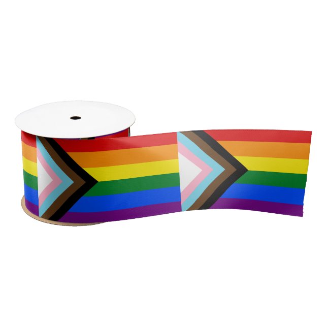 Ruban En Satin Progrès Arc-en-ciel ruban, drapeau LGBTQ & Pride (Bobine)