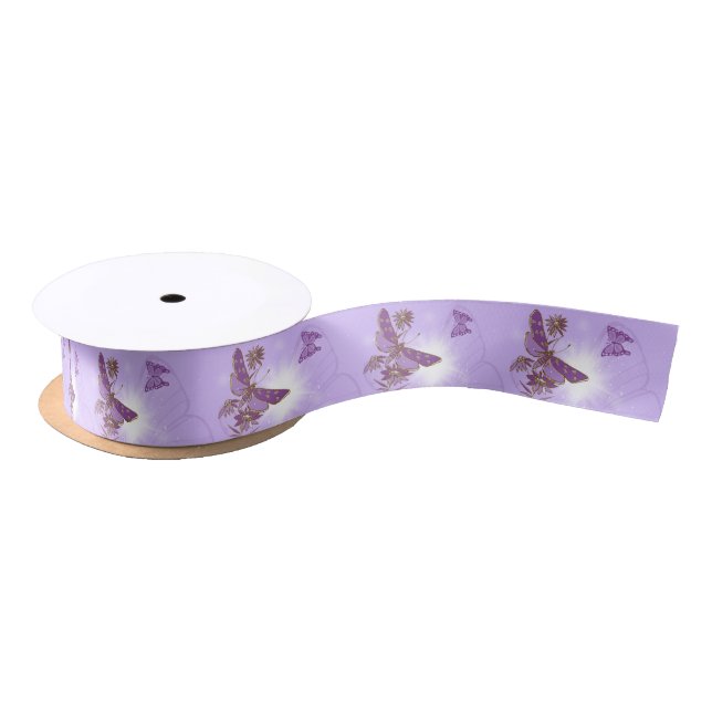 Ruban En Satin Purple Butterfly Birthday (Bobine)